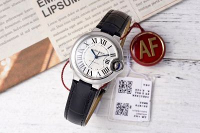 Ballon Bleu de Cartier 33*10MM 316L Steel NH05 Movement Black Bracelet Silver Bezel Watch